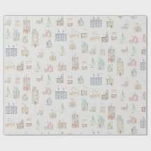 Papel de embrulho Natal Casas de Inverno Aconchega