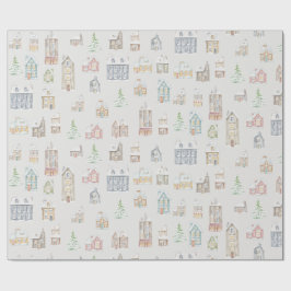 Papel de embrulho Natal Casas de Inverno Aconchega