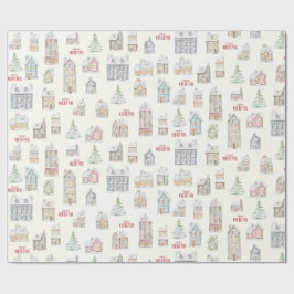Papel de embrulho Natal Casas de Inverno Aconchega
