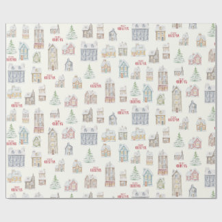 Papel de embrulho Natal Casas de Inverno Aconchega