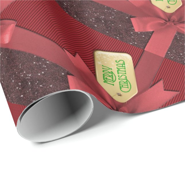 Papel de embrulho Natal Feliz Faixa Vermelha (Ponta do rolo)