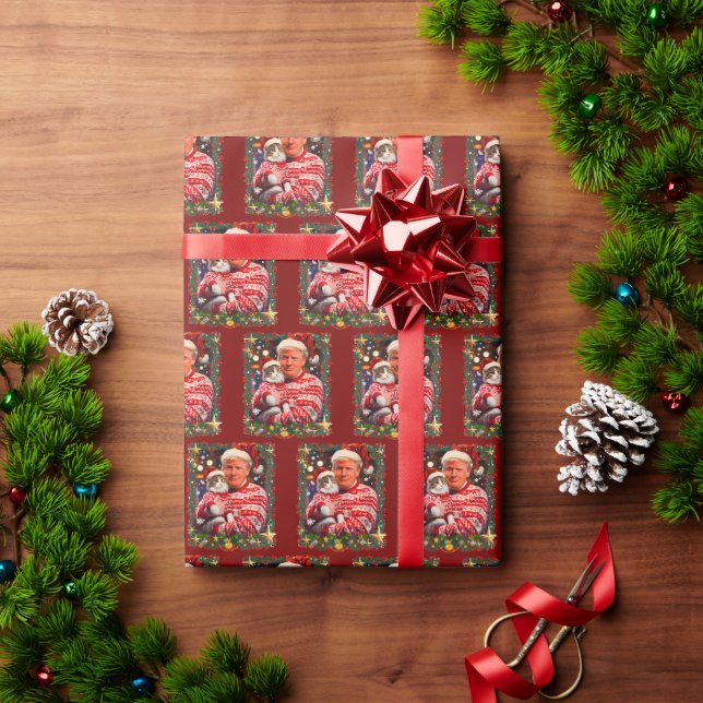 Papel de embrulho Natal Gato Trump feio (Presente de Natal)