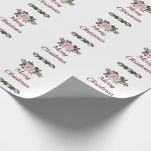 Papel de embrulho Natal Magnólia Rosa Alegre