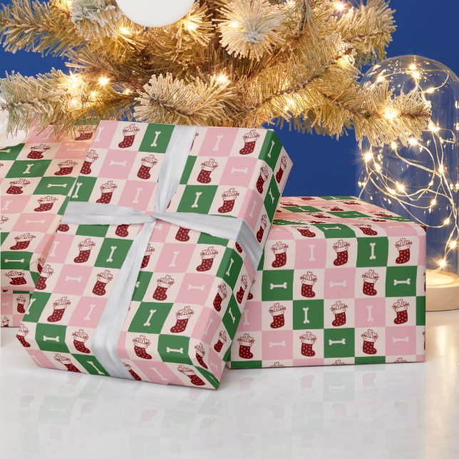 Papel de embrulho Natal Pet - Xadrez (Feriados)