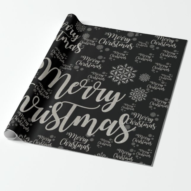Papel de embrulho Natal Preto Feliz (Desenrolado)