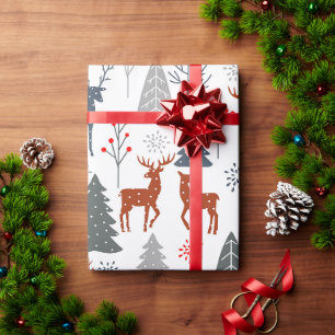 Papel de embrulho Natal Reno Árvore Escandinavo