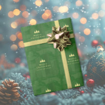Papel de embrulho Natal Verde Dourado de Chicago