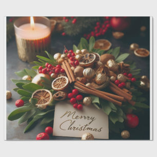 Papel de embrulho Natalino com arranjo de Natal &