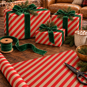 Papel de embrulho natalino Rustic Kraft vermelho c