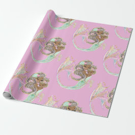 papel de embrulho náutico rosa sereia