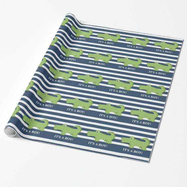 Papel de embrulho Navy e Branco do Jacaré (Desenrolado)