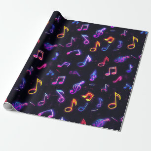 Papel de embrulho Notas Musicais Neon