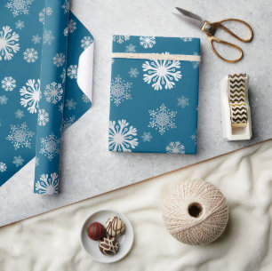 Papel de embrulho oceano flocos de neve prateados