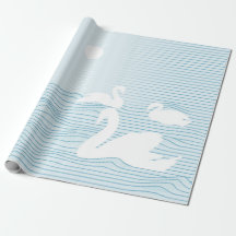 Papel de embrulho OP Art Blue Swan Drift