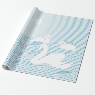 Papel de embrulho OP Art Blue Swan Drift