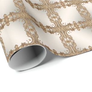 Papel de embrulho ornamentado dourado