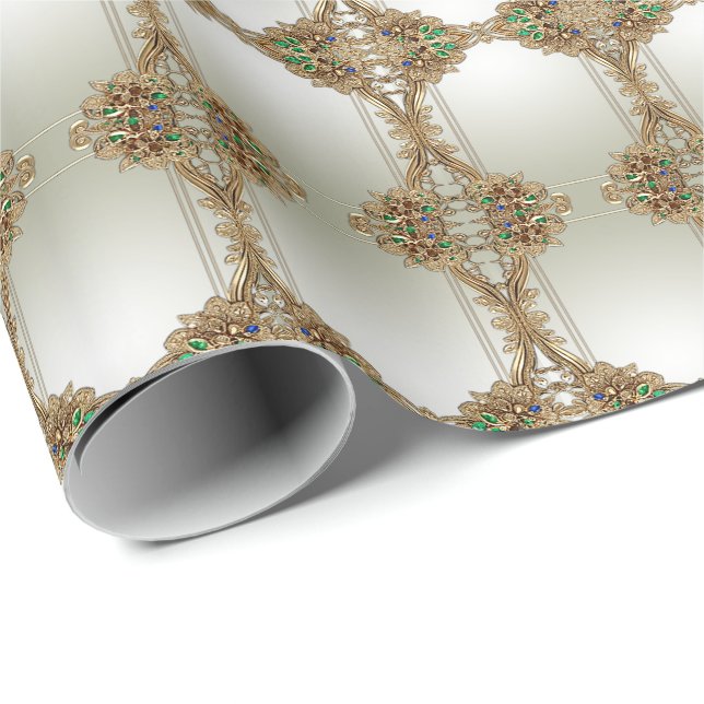Papel de embrulho ornamentado em ouro elegante (Ponta do rolo)