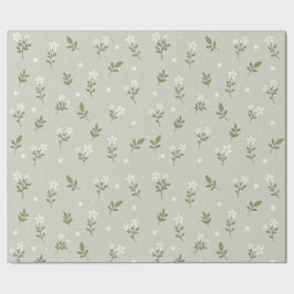 Papel de embrulho padrão contínuo de flor branca f