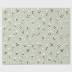 Papel de embrulho padrão contínuo de flor branca f
