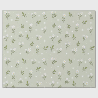 Papel de embrulho padrão contínuo de flor branca f
