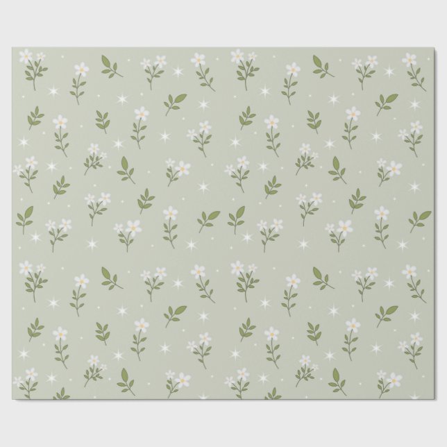 Papel de embrulho padrão contínuo de flor branca f (Barra)