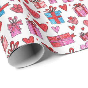 Papel de embrulho padrão de amor de São Valentim