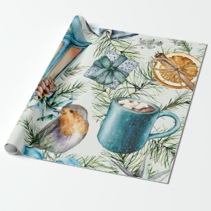 Papel de embrulho padrão de decorações de Natal