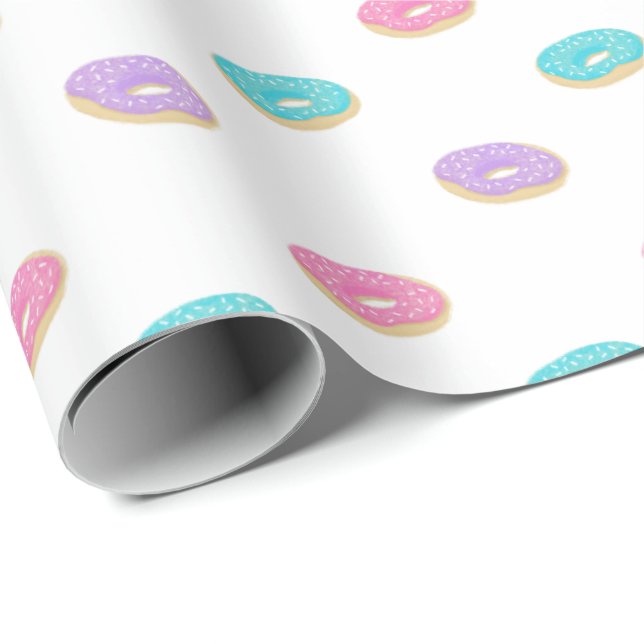 Papel de embrulho padrão de Donuts com confeitos f (Ponta do rolo)