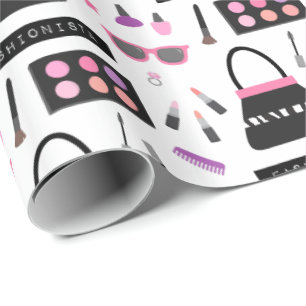 Papel de embrulho padrão de maquiagem de moda tren