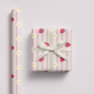 Papel de Embrulho Padrão de Morango