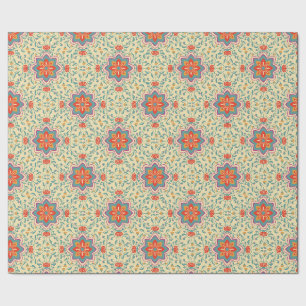 Papel de embrulho padrão Floral Folk