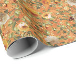 Papel de embrulho padrão laranja Jardim Antigo<br><div class="desc">Este lindo padrão de jardim de rosas laranja é perfeito para elevar seu presente para casamentos, aniversários, chá de noiva, chá de bebê e aniversários. O design foi inspirado em capas de livros vitorianos, mas feito com imagens reais altamente detalhadas de rosas, peônias e kumquats.</div>