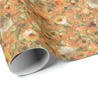 Papel de embrulho padrão laranja Jardim Antigo