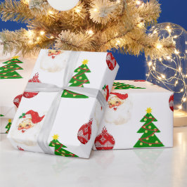Papel de embrulho padrão natal retro Papai Noel