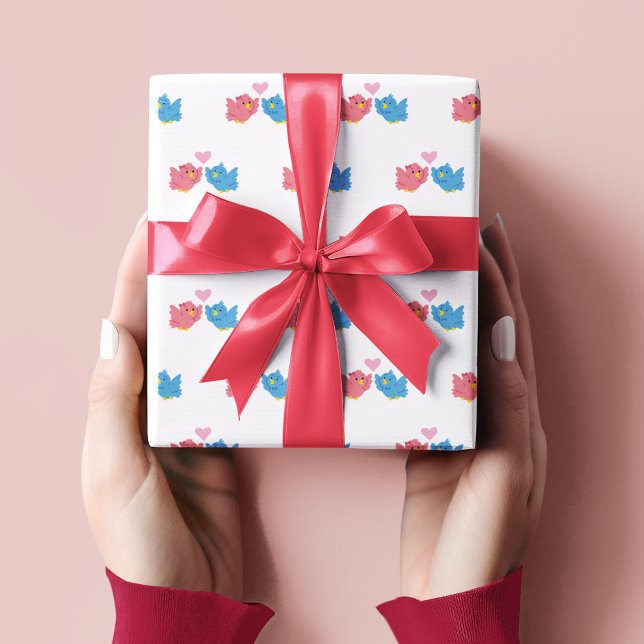 Papel de embrulho padrão Pássaros do Amor do Dia d (Criador carregado)