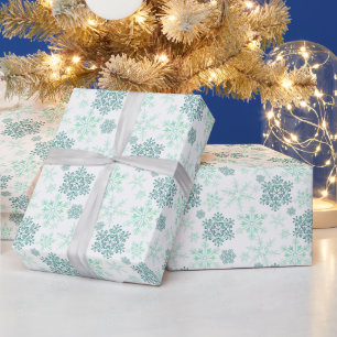 Papel de embrulho padrão verde flocos de neve de i