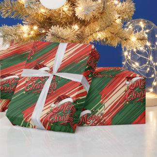 Papel de embrulho padrão vermelho verde Natal feli