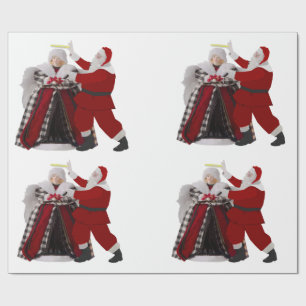 Papel de embrulho Papai Noel Ajustando uma Auréola
