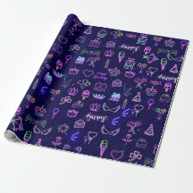 Papel de embrulho para aniversário de princesa neo
