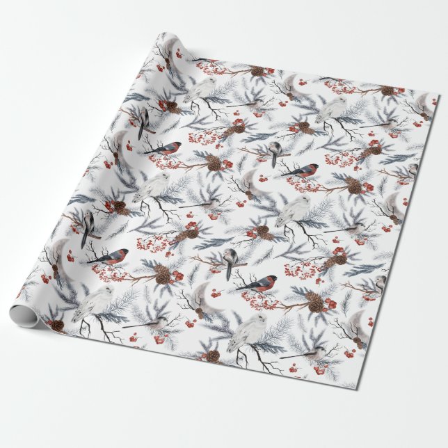 Papel de embrulho para as aves de inverno de Natal (Desenrolado)