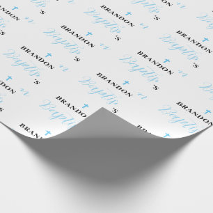 Papel de Embrulho para Batismo de Menino Azul
