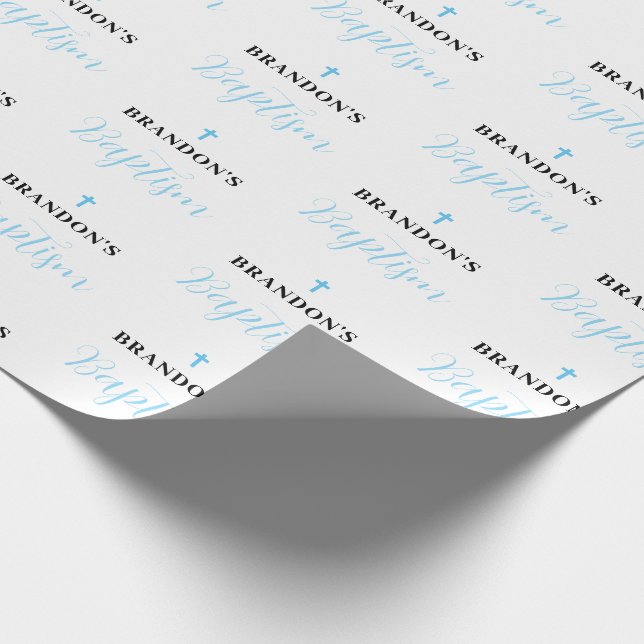 Papel de Embrulho para Batismo de Menino Azul (Ponta)