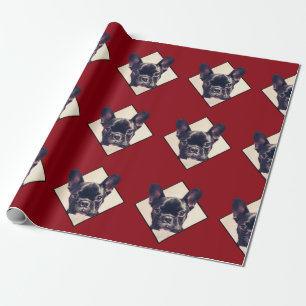 Papel de embrulho para Bulldog francês vermelho