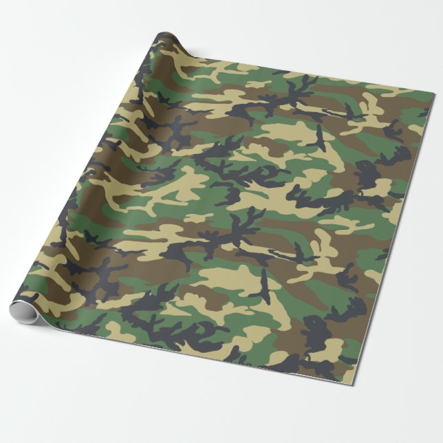 Papel de embrulho para camuflagem, Woodland Camouf (Desenrolado)