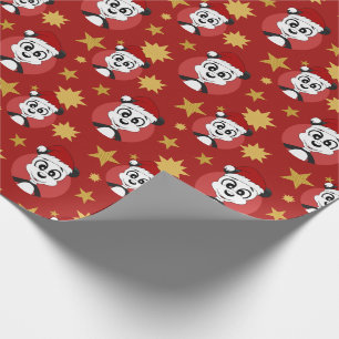 Papel de embrulho para cartoons do panda de Natal