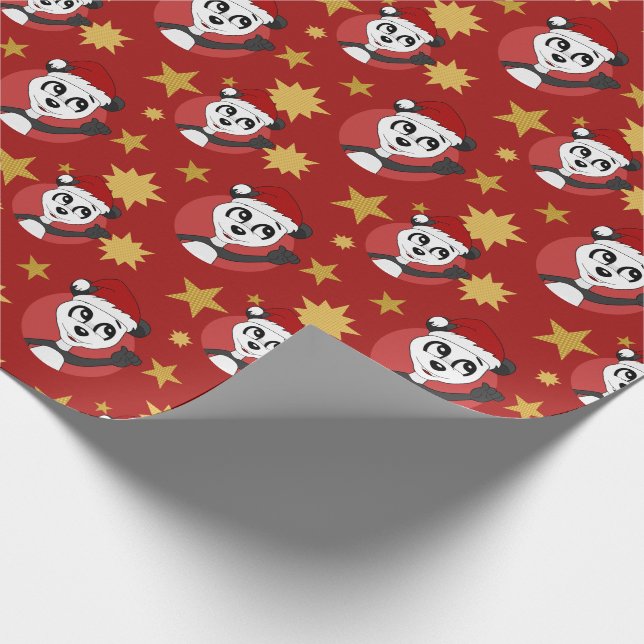 Papel de embrulho para cartoons do panda de Natal (Ponta)