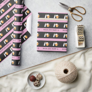 Papel de embrulho para chá de bebê Beer and Baby-Q