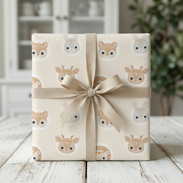 Papel de embrulho para chá de bebê com animais fof (Criador carregado)