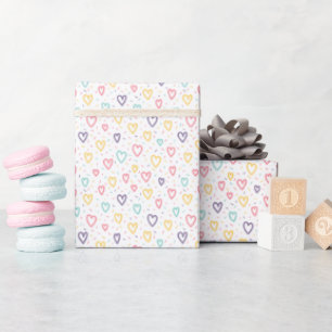 Papel de embrulho para chá de bebê Corações Colori