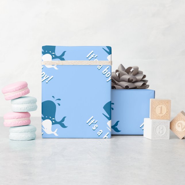 Papel de embrulho para chá de bebê de baleia azul (Chá de bebê)